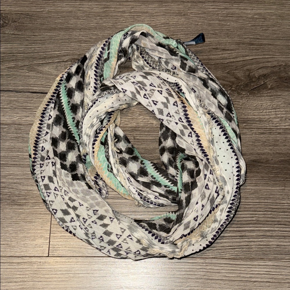 American Eagle Outfitters Patterned Scarf - Black, White, Mint